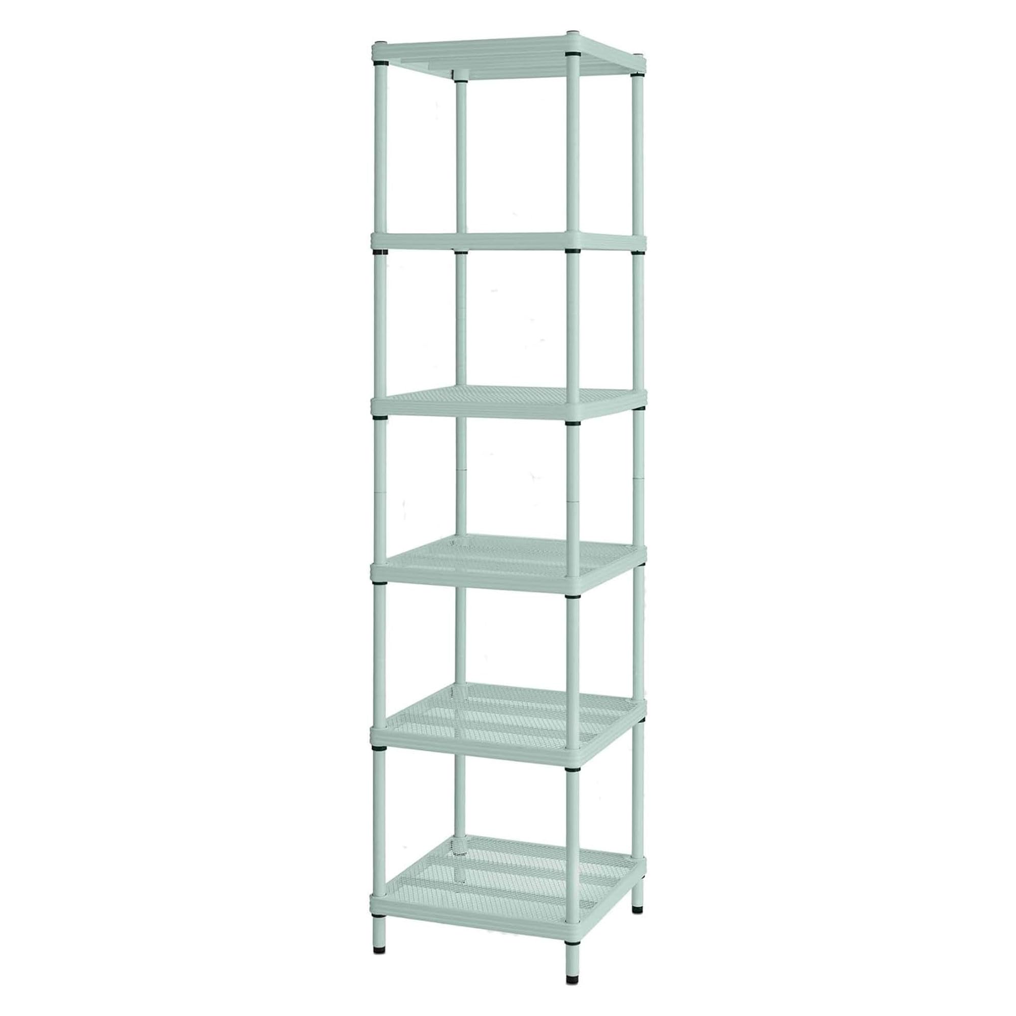 Design Ideas MeshWorks 6 Tier Narrow Metal Storage Shelving Tower for Kitchen, Bathroom, or Garage Organization, 17.7    x 17.7 