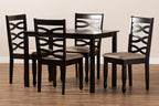 Baxton Studio Lanier Modern and Contemporary Sand Fabric Upholstered Espresso Brown Finished Wood 5-Piece Dining Set