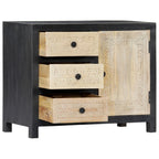 vidaXL Solid Wood Mango Side Cabinet Hand Carved Robust Home Living Room Bedroom Stand Sideboard Organizer Gray 29.5"