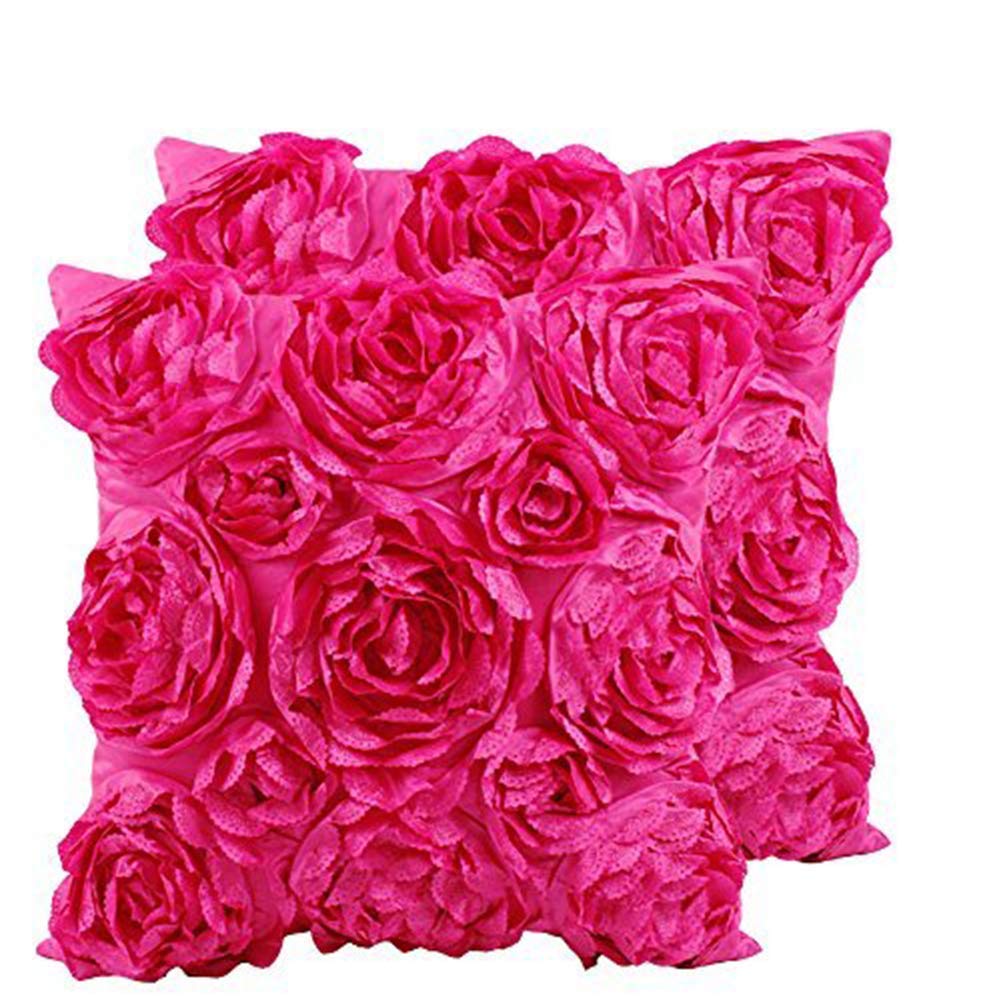 Septcity Decorative Throw Pillow Covers For Couch Cushion Case, Romantic Love Satin Rose Wedding Party Home Decor, Home Gift (Se