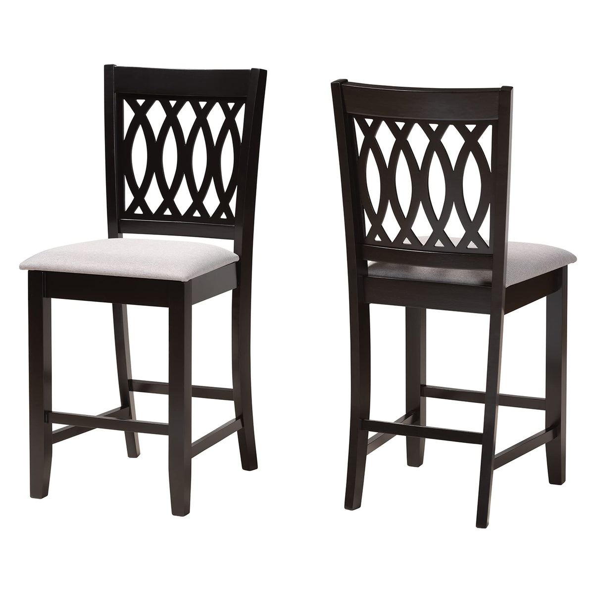 Baxton Studio Florencia Counter Stools, Set Of 2, Grey/Espresso Brown