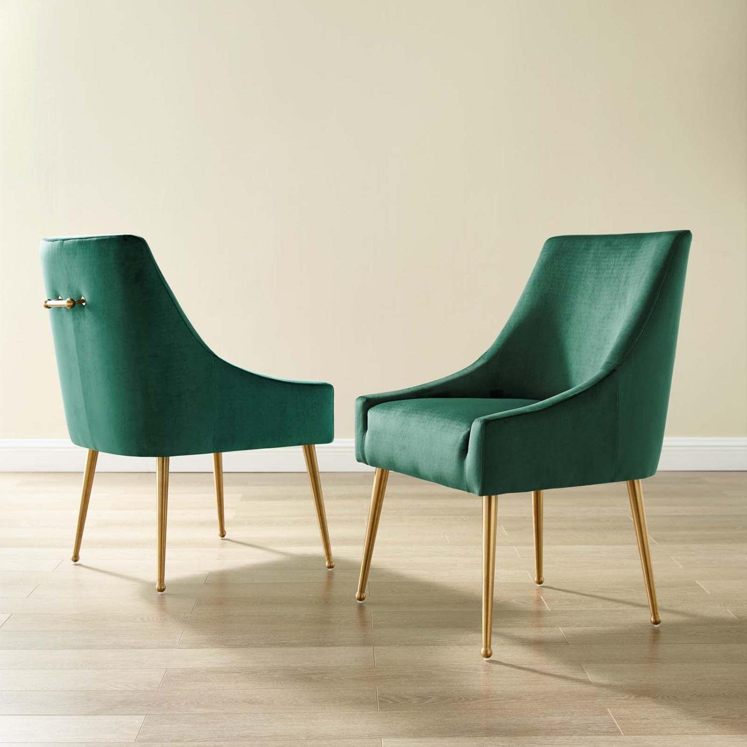 Modway Discern Upholstered Performance Velvet Dining Chair Set Of 2, Green