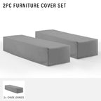 Crosley Furniture Patio Furniture Covers, Waterproof 2-Piece Outdoor Chaise Lounge Cover Set For Backyard, Gray