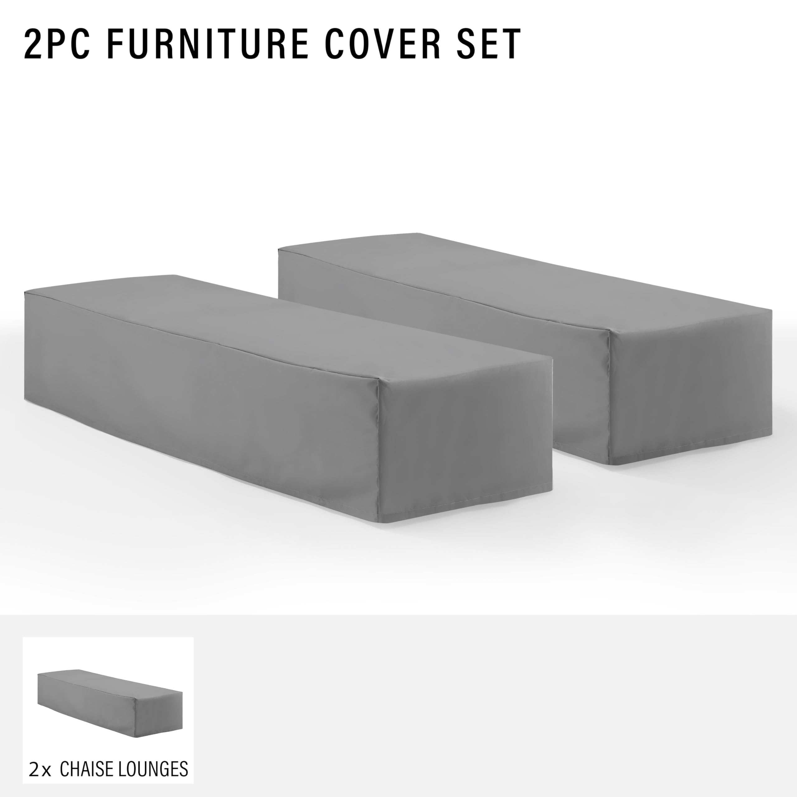 Crosley Furniture Patio Furniture Covers, Waterproof 2-Piece Outdoor Chaise Lounge Cover Set For Backyard, Gray