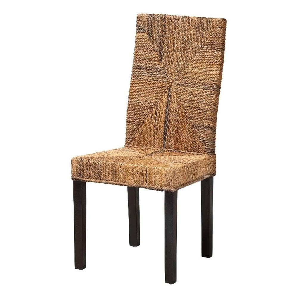 Baxton Studio Laymi Modern Bohemian Dark Brown Mahogany Wood And Banana Fiber Dining Chair