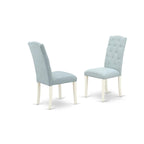 East West Furniture V096Ce215-6 6 Piece Kitchen Table Set Contains A Rectangle Dining Table With V-Legs And 4 Baby Blue Linen Fabric Upholstered Chairs With A Bench, 36X60 Inch, Multi-Color