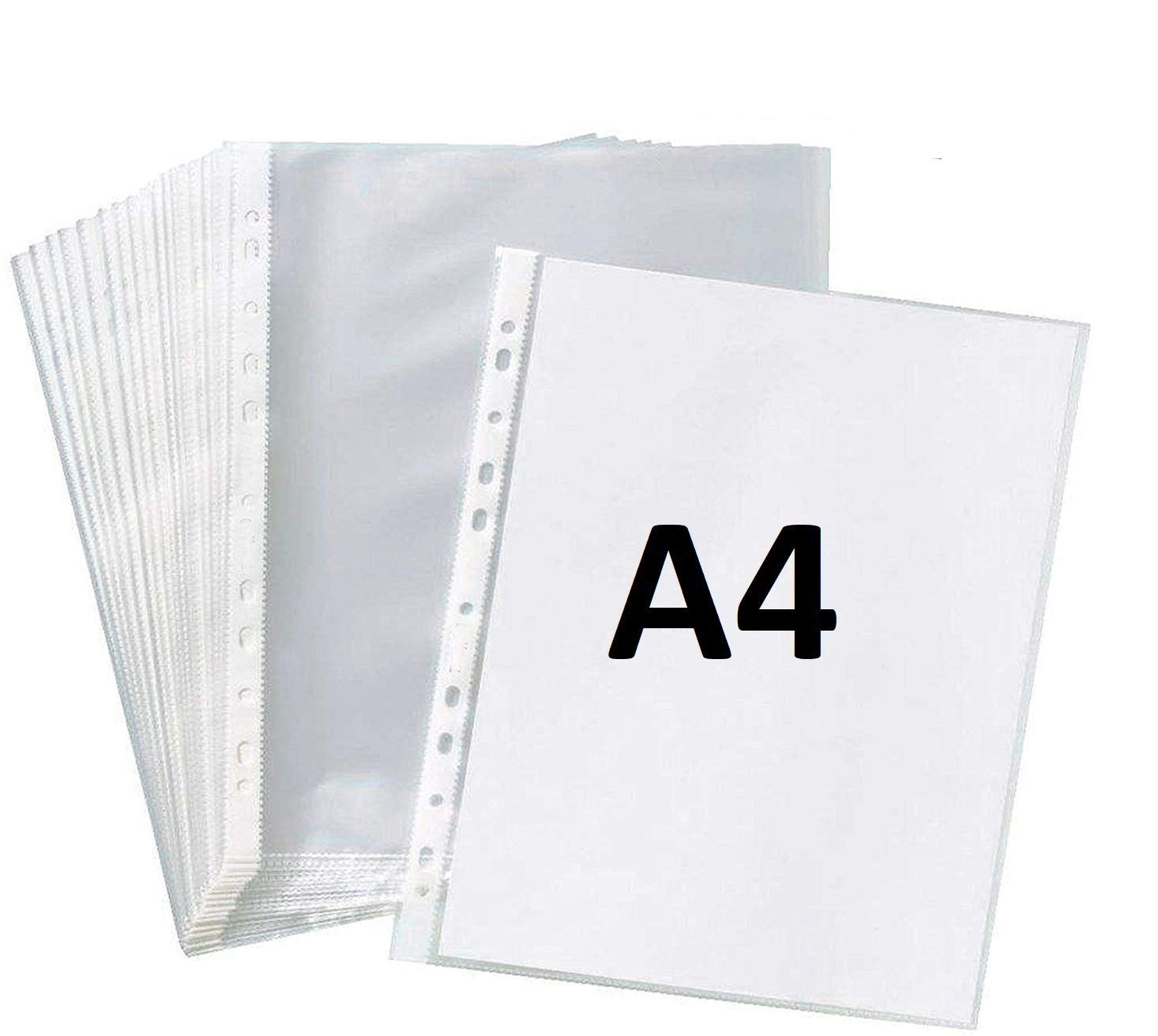 True-Ally 50 Pcs 100 Micron Transparent Document Sleeves, Leaf Sheet Clear Certificates/Waterproof Sheet Protectors 11 Holes Pun