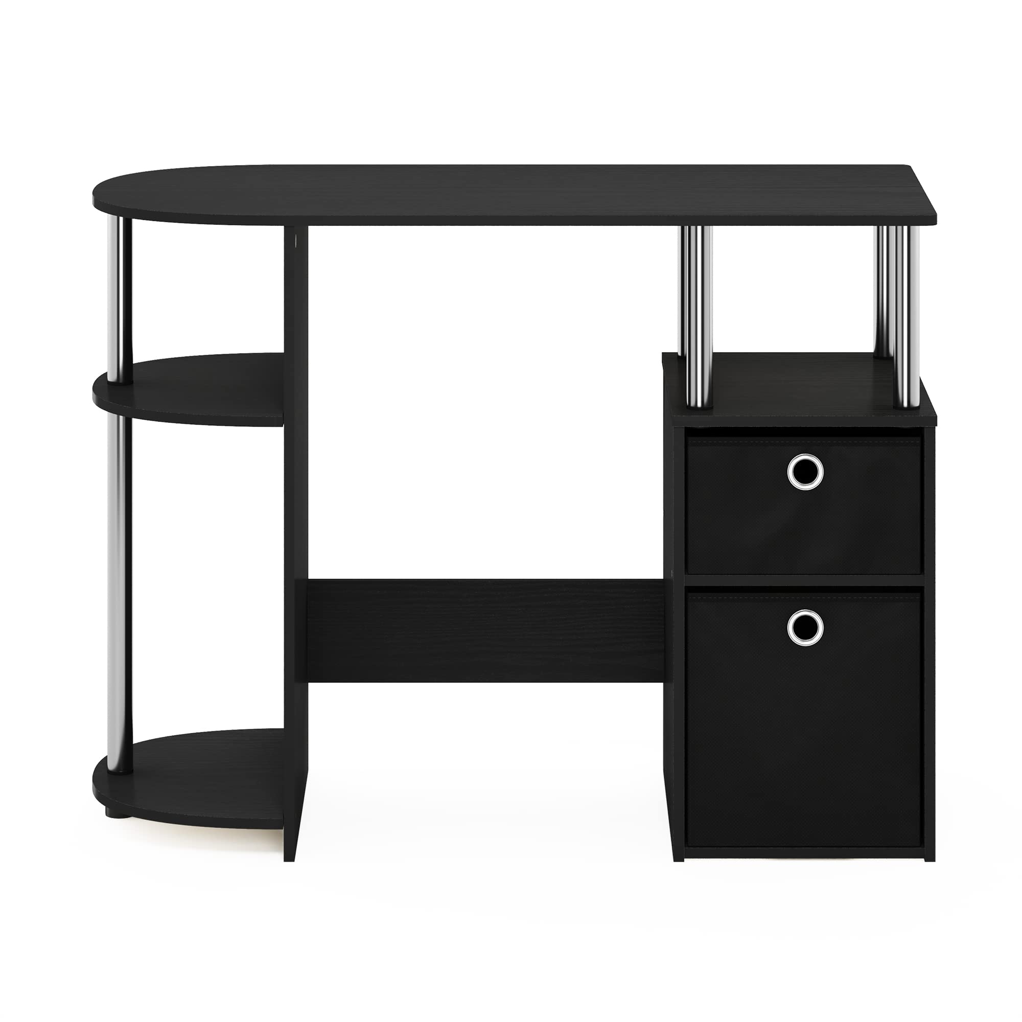 Furinno Jaya Simplistic Computer Study Desk, Americano/Chrome/Black
