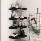 vidaXL Floating Corner Shelves 4 pcs Black 13.8"x13.8"x1.5" MDF