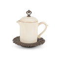 GG Stonewr Sauce Jar w/Metal BSE Other Decor, 7.75InL x 7.75InW x 8.13InH, Cream