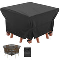 Velway Patio Furniture Covers Waterproof Outdoor Super Windproof 49 Inch Square Table Cover With Seal Tape At Seams, Anti-Uv Fire Pit Table Cover With Side Adjustable Straps, 4 Windproof Buckle Straps