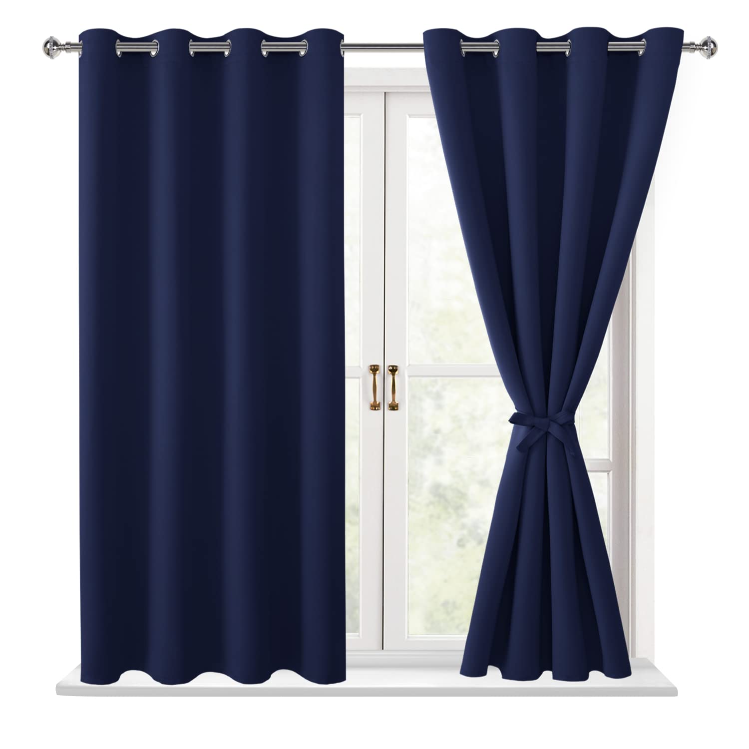 Hiasan Blackout Curtains for Bedroom - Thermal Insulated & Light Blocking Window Curtains for Living Room/Kids Room, 2 Drape Pan