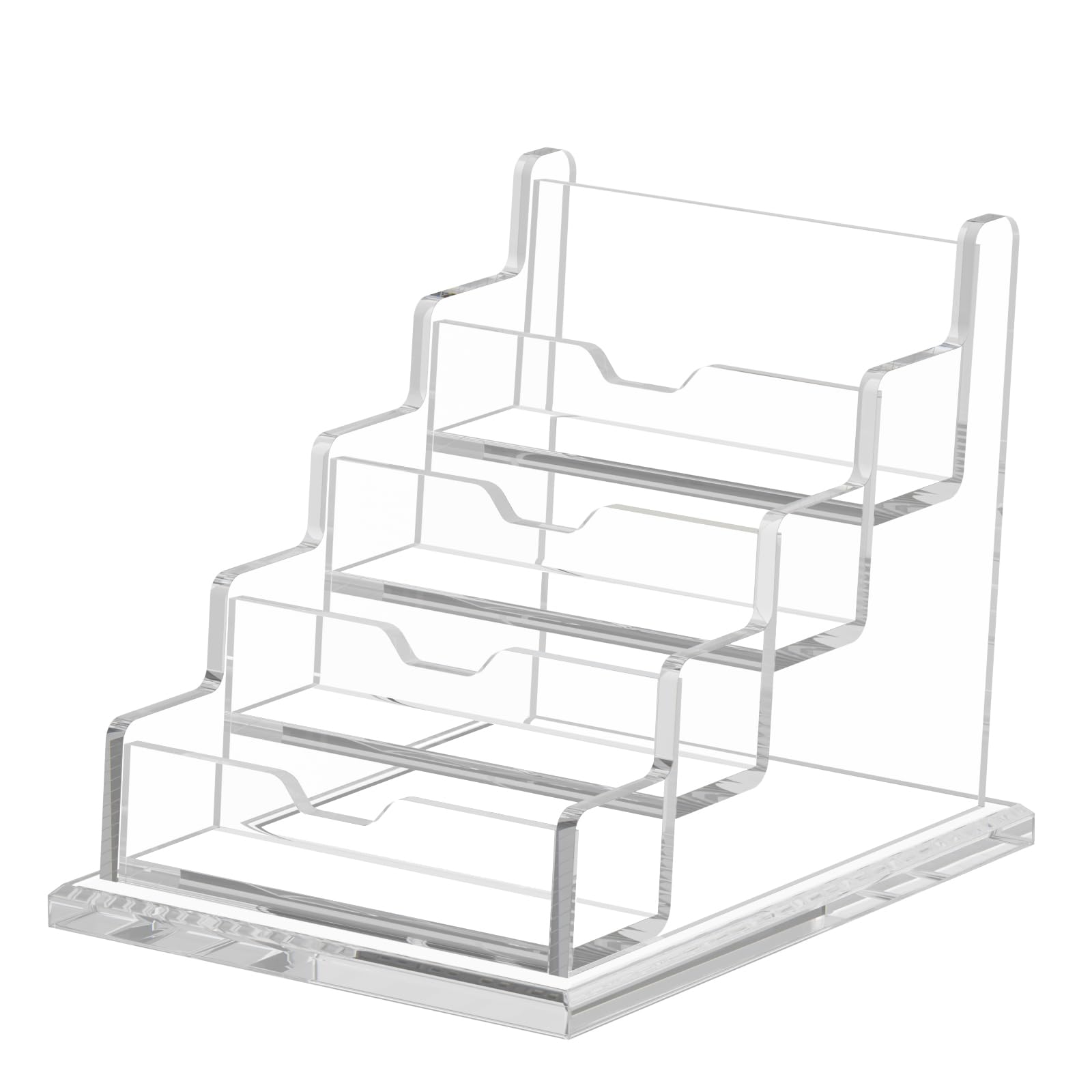 Niubee Clear Business Cards Holders 4 Tier Acrylic Card Holder For Business Cards, 4 Slots Business Card Display For Desk Counte