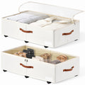 KitHero 60L Large Under Bed Storage with Wheels Pack of 2, Underbed Shoe Container Bin with Clear Lid Cover, 10.5 Inches Rolling