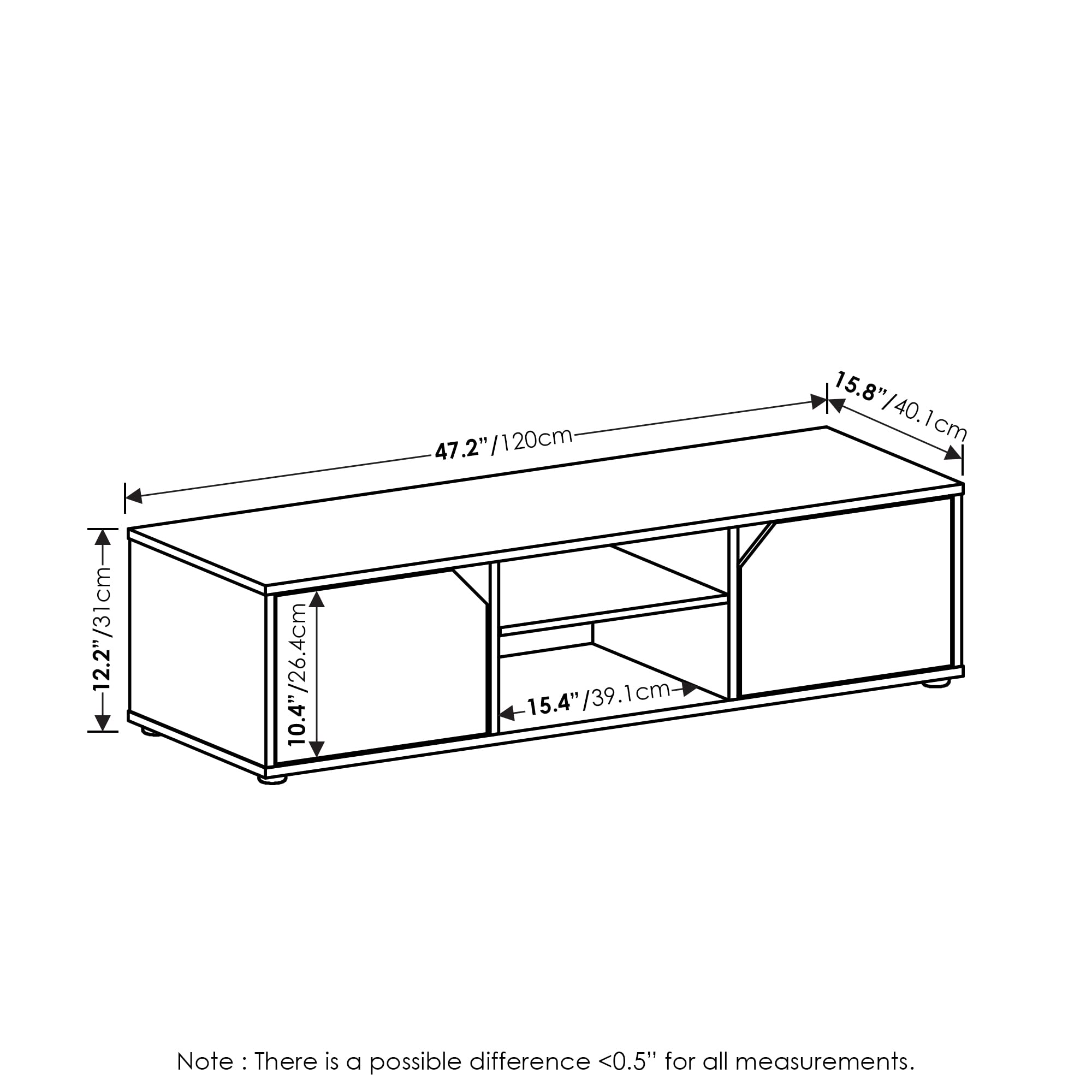 Furinno Classic Stand For Tv Up To 55 Inch, French Oak