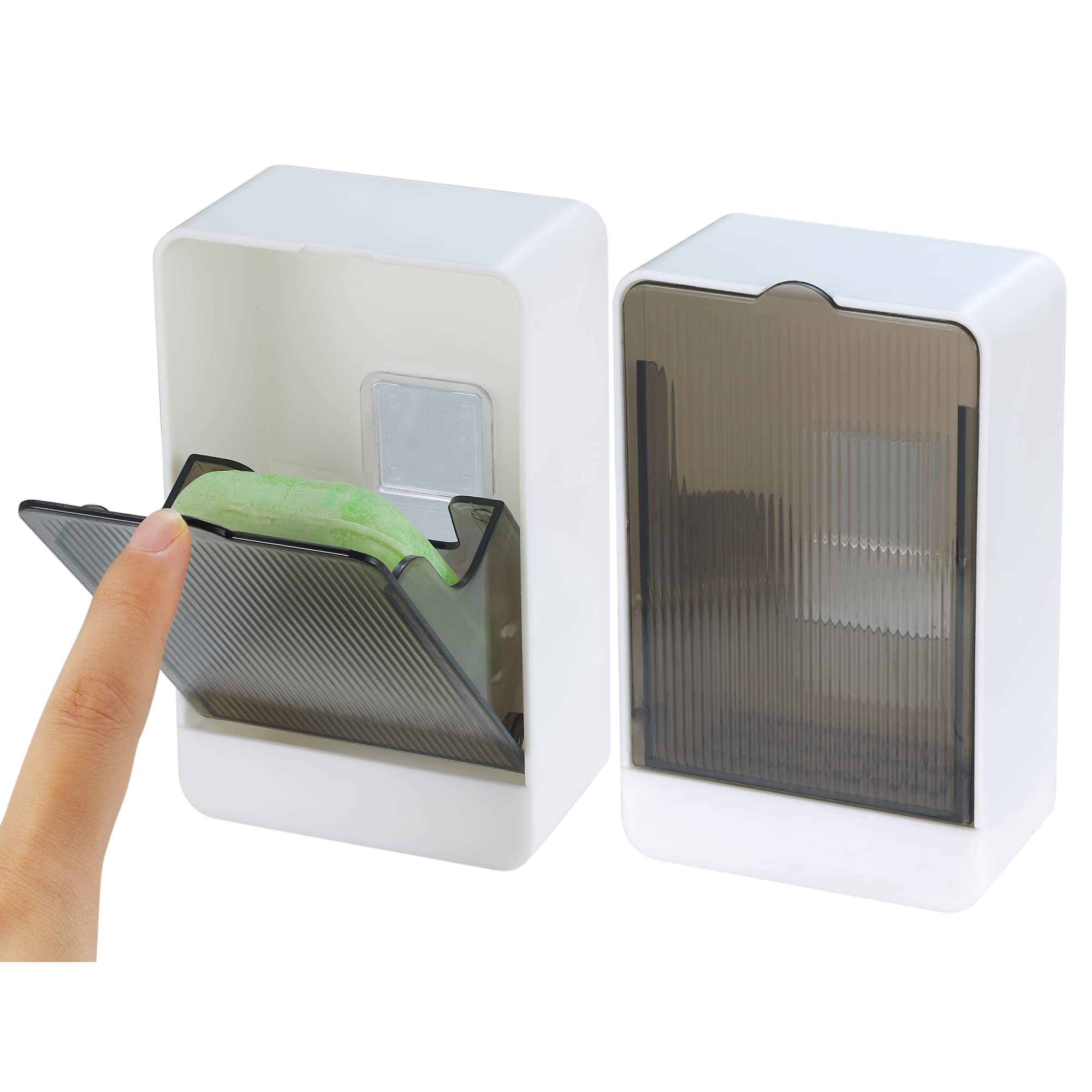 HANCELANT Bathroom Soap Dishes, 2 Pack Bar Soap Holder with Drain Wall Mounted Soap Box for Shower, Bathroom, Kitchen Sink, Keep