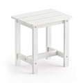 Lue Bona Outdoor Side Table, Hdps Small Outdoor Adirondack Side Tables, Outside End Table For Patio, Porch, Deck, Weather Resistant/Easy Maintenance, White