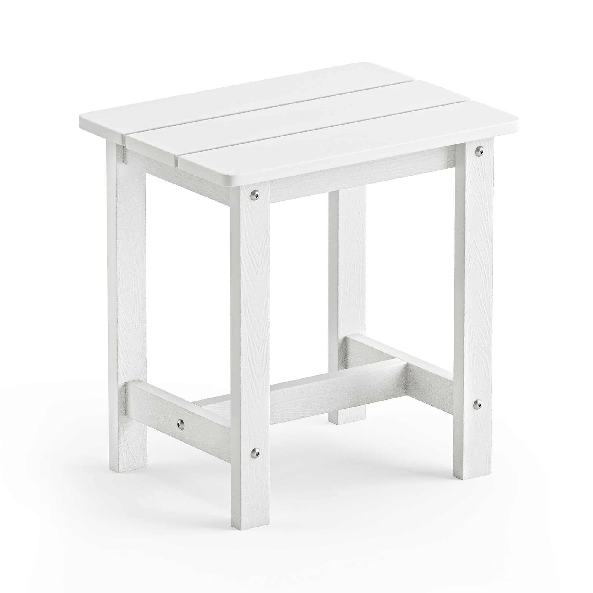 Lue Bona Outdoor Side Table, Hdps Small Outdoor Adirondack Side Tables, Outside End Table For Patio, Porch, Deck, Weather Resistant/Easy Maintenance, White