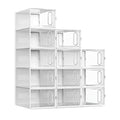 HEHUAtech 12 Packs Clear Plastic Shoebox With Magnetic Door, Large(13  9  5.6) Stackable Shoe Box Storage With Lids, Mult