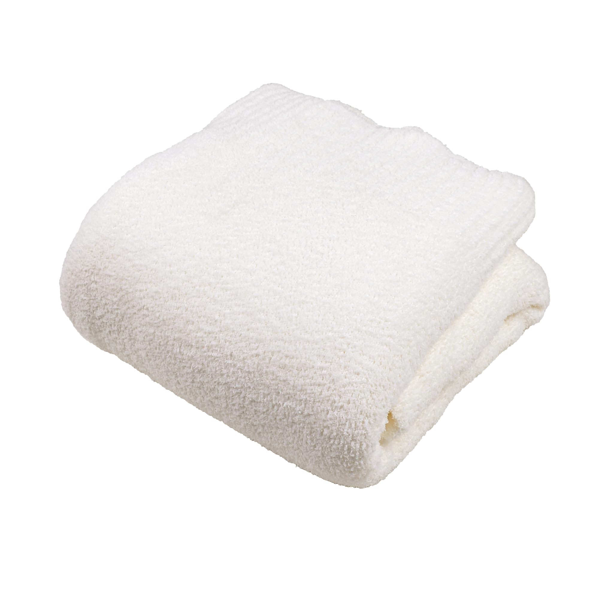 Knit Cozy Bed Blanket Plush Fuzzy Soft Blanket Queen Size Luxury Bed Blanket 90X90 Inches Cream