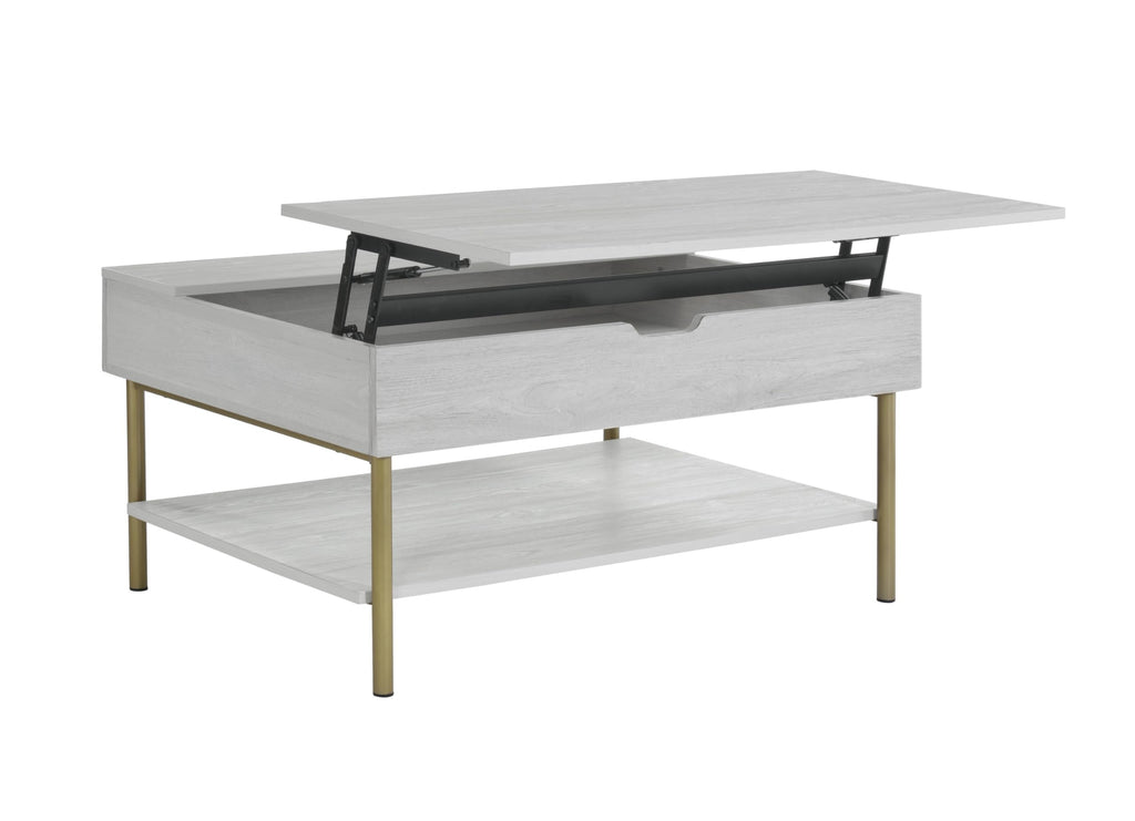 Steve Silver Furniture Whitman Lift Top Cocktail Coffee Table, Living Room, Mid-Century Modern, Bottom Storage Shelf, 36" L x 26" W x 18" H, Weathered White