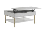 Steve Silver Furniture Whitman Lift Top Cocktail Coffee Table, Living Room, Mid-Century Modern, Bottom Storage Shelf, 36" L x 26" W x 18" H, Weathered White
