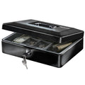 Sentrysafe Black Money Saving Box With Cash Tray And Key Lock, Portable Safe Box With Carrying Handle, 0.21 Cubic Feet, 3.75 X 1