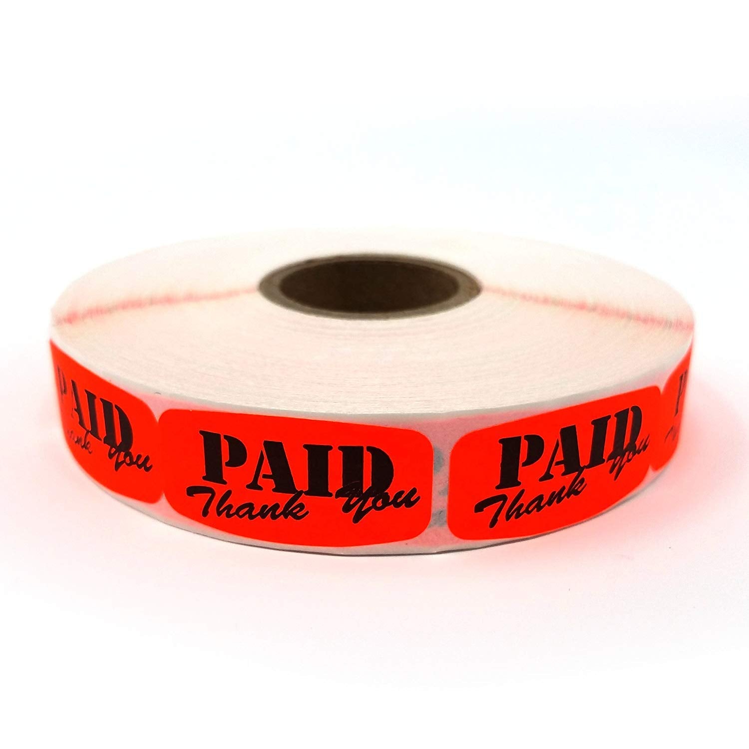 Paid Thank You Store Sticker, Fluorescent Orange Self-Adhesive Retail Merchandise Labels, 10,000 Pack