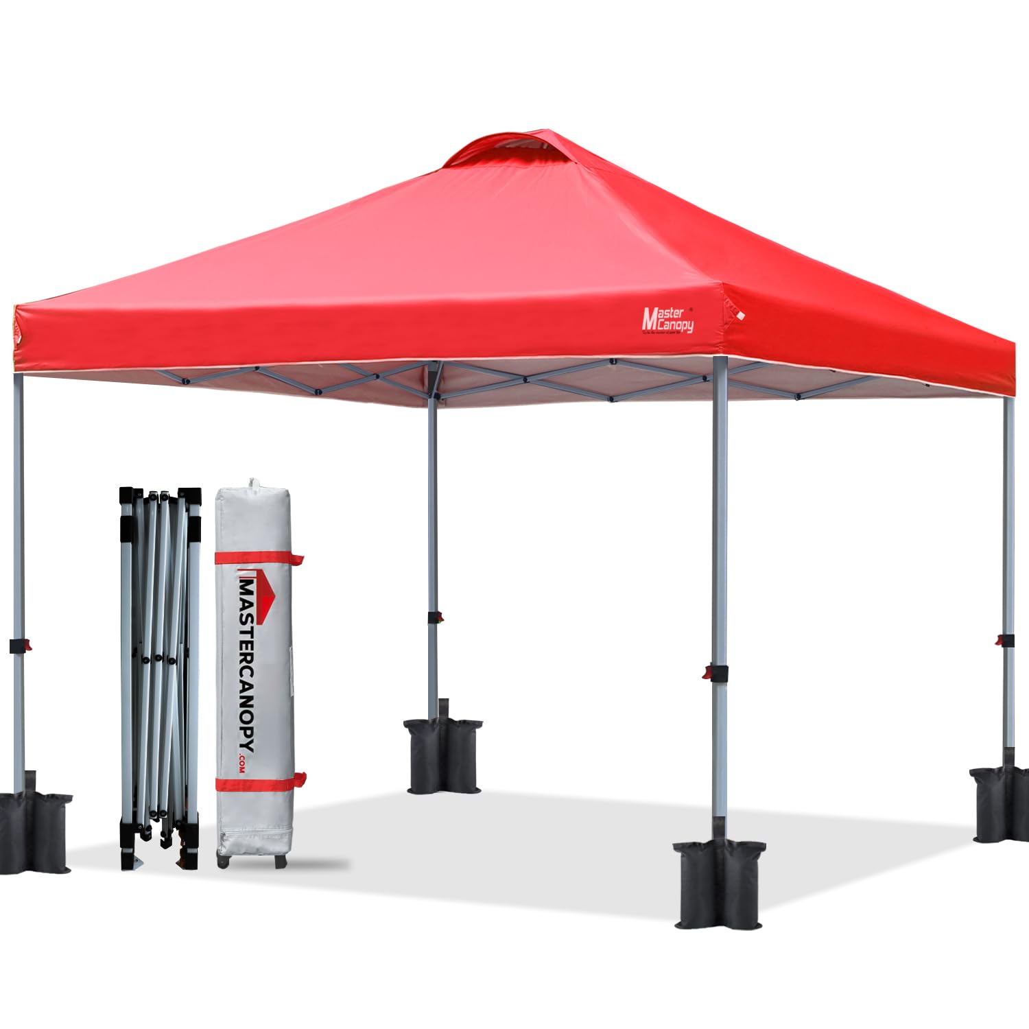 Mastercanopy Durable Pop-Up Canopy Tent With Roller Bag (10X10, Red)