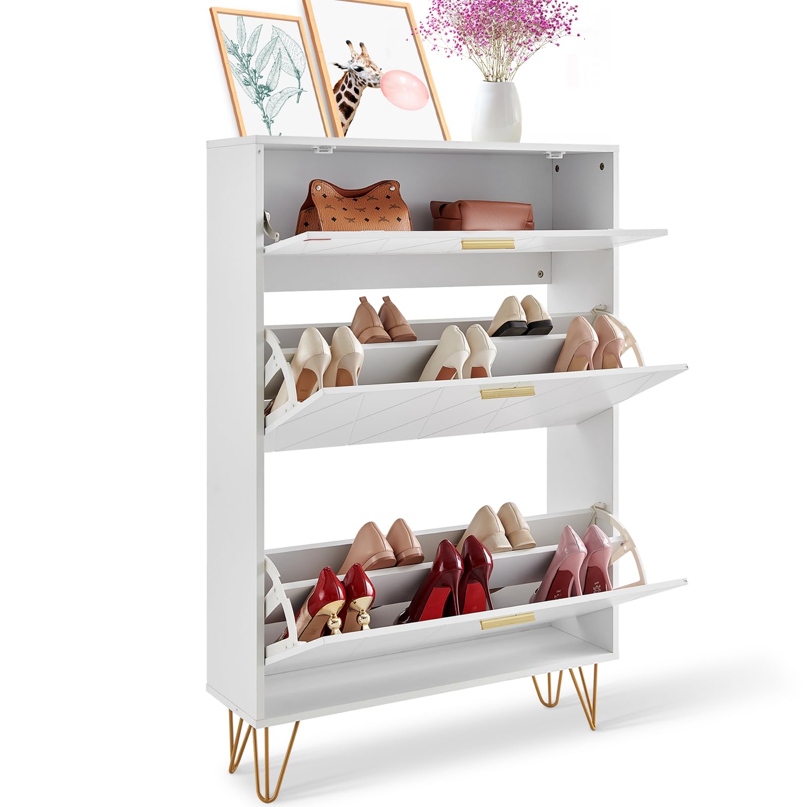 Vevor Shoe Storage Cabinet For Entryway, 31.5' D X 9.4' W X 47.3' H, Wood
