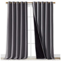 Nicetown 100% Blackout Blinds, Laundry Room Decor Window Treatment Curtains For Large Patio Sliding Door, Thermal Insulated Grey