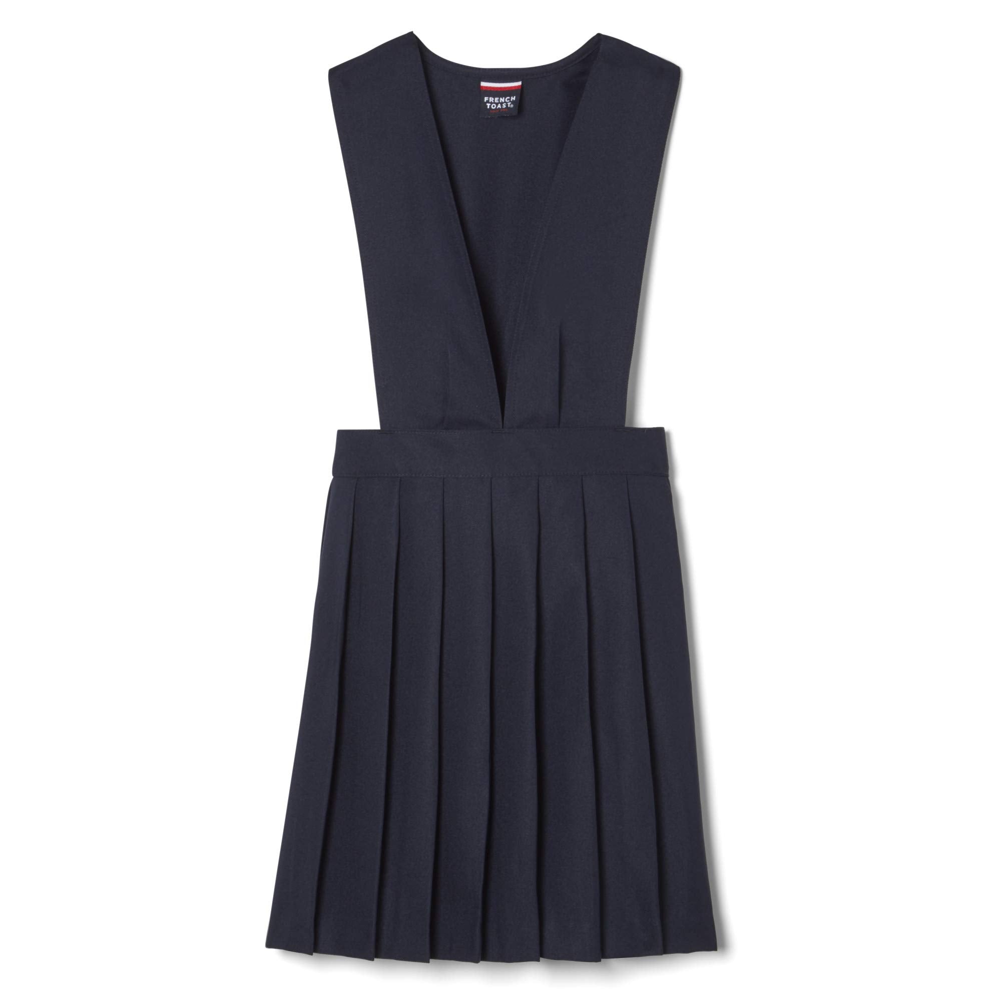 French Toast Big girls V-Neck Pleated Jumper, Navy, 7