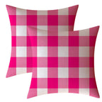 Ahahm Set Of 2 Pink And White Farmhouse Buffalo Check Plaid Throw Pillow Covers Decorative Indoor Outdoor Cushion Cover Polyeste