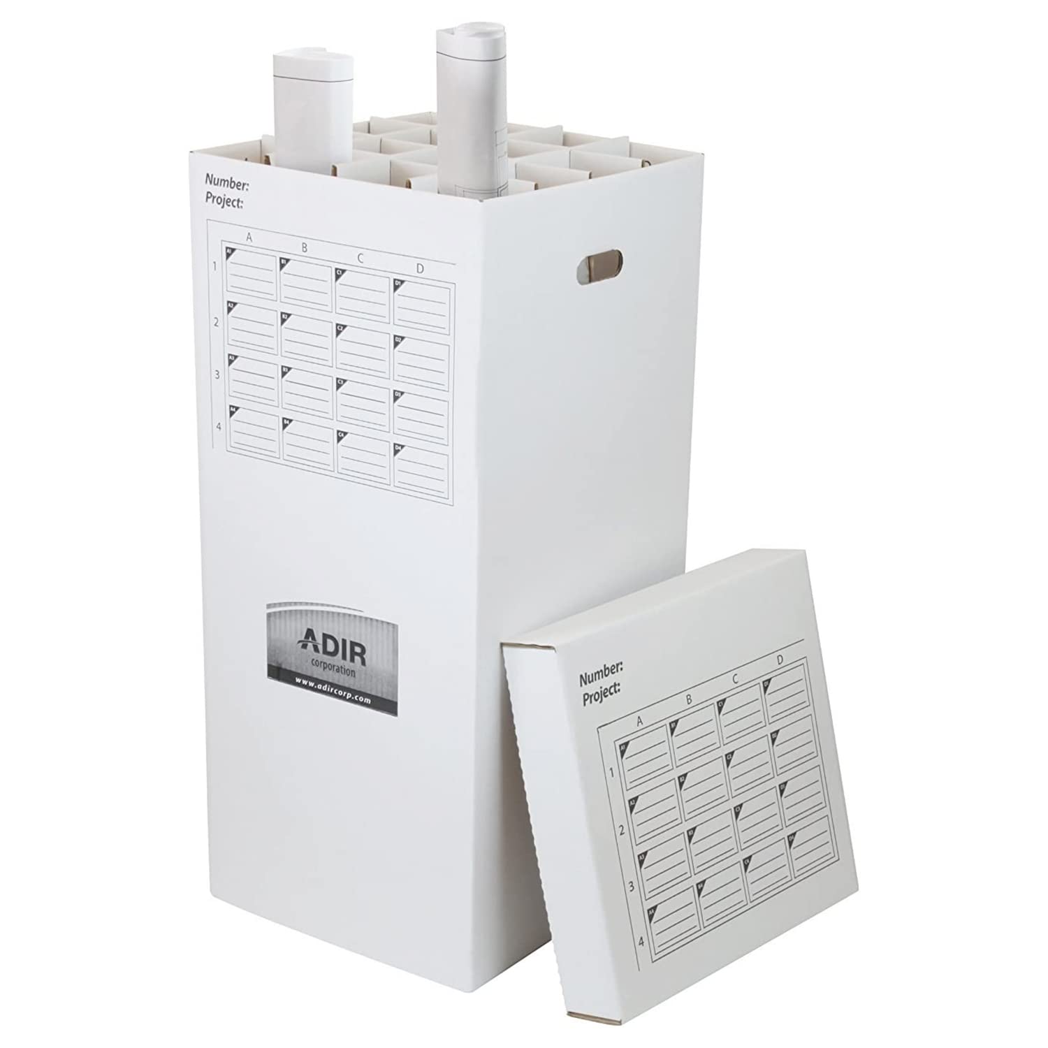 Adir Cardboard Roll File Storage Organizer - Vertical File Sorter - Blueprint, Poster, Plans, Gift Wrap, And Map Holder Station-