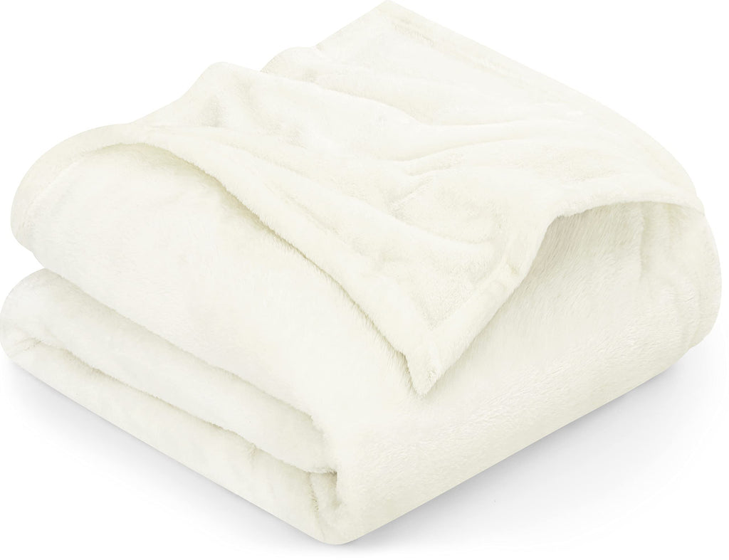 Utopia Bedding Fleece Blanket King Size Ivory 300Gsm Luxury Fuzzy Soft Anti-Static Microfiber Bed Blanket (90X102 Inches)