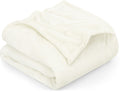 Utopia Bedding Fleece Blanket Queen Size Ivory 300Gsm Luxury Fuzzy Soft Anti-Static Microfiber Bed Blanket (90X90 Inches)