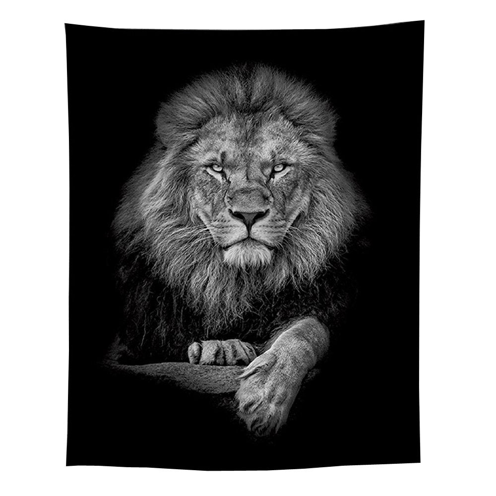 Jaccaws Black And White Lion Tapestry,Animal Lion Tapestry,51'X59' Lion Tapestry Wall Hanging For Bedroom Living Room Office.