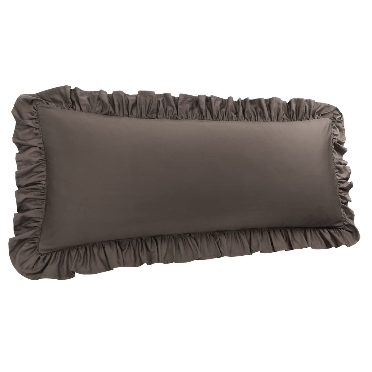 Piccocasa Cotton Body Ruffled Pillowcase 1Pc, Soft Breathable Pillow Covers With Envelope Closure, 4Inch Hem Microfiber Pillow C