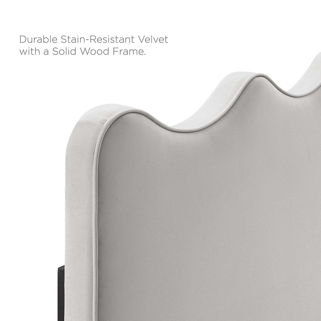 Modway Athena Performance Velvet Twin Headboard in Light Gray