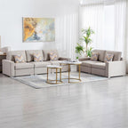 Lilola Home Nolan Beige Linen Fabric Sofa and Loveseat Living Room Set with Pillows and Interchangeable Legs