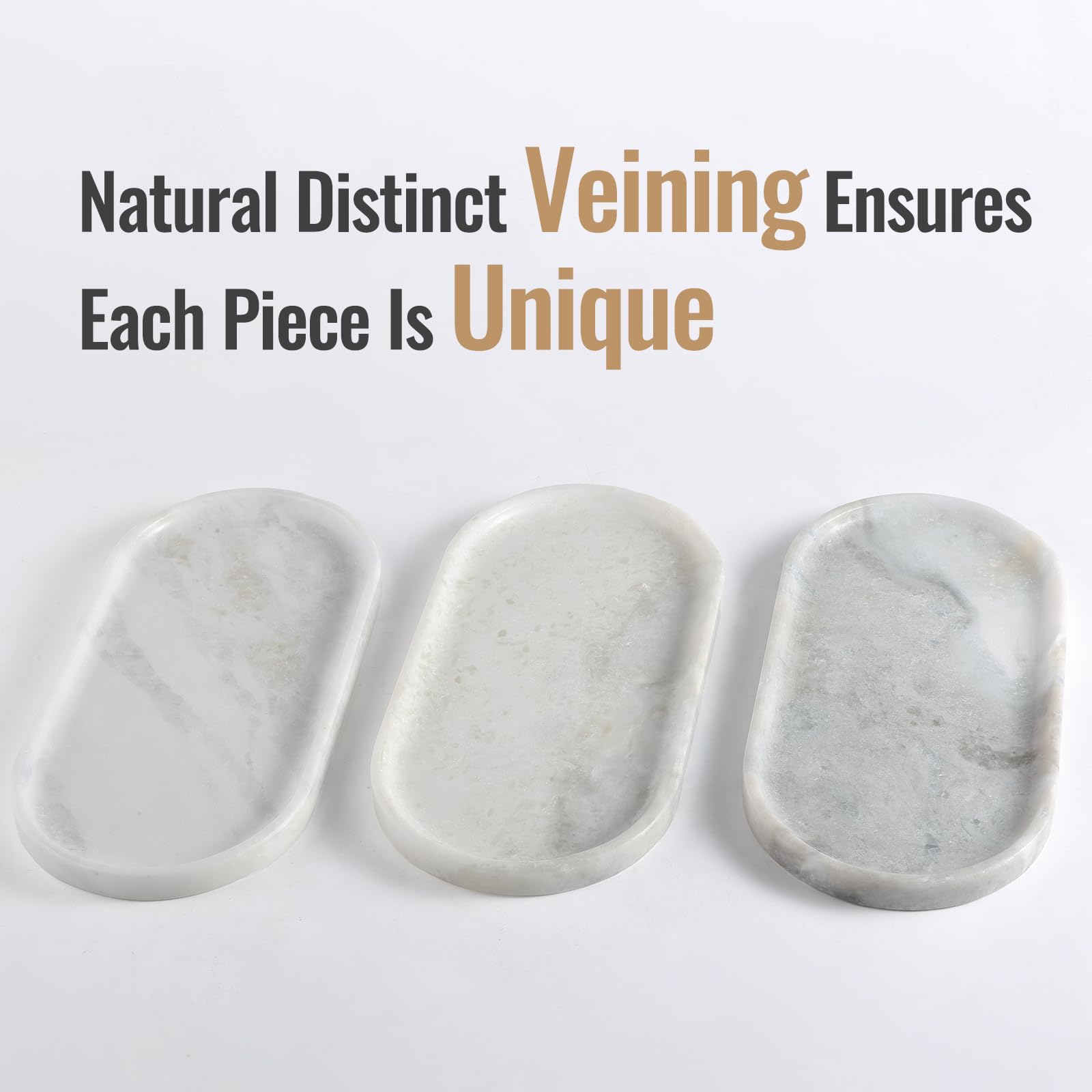 Koville African Natural Marble Tray, 12'' Vanity Decorative Tray Wabi Sabi Decor For Home, Countertop Organizer, Catchall Tray F