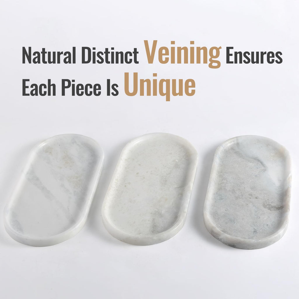 Koville African Natural Marble Tray, 12'' Vanity Decorative Tray Wabi Sabi Decor For Home, Countertop Organizer, Catchall Tray F