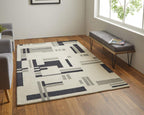 HomeRoots 514402 8 x 10 ft. Ivory & Taupe Wool Abstract Hand Tufted Handmade Rectangle Area Rug, Rectangular