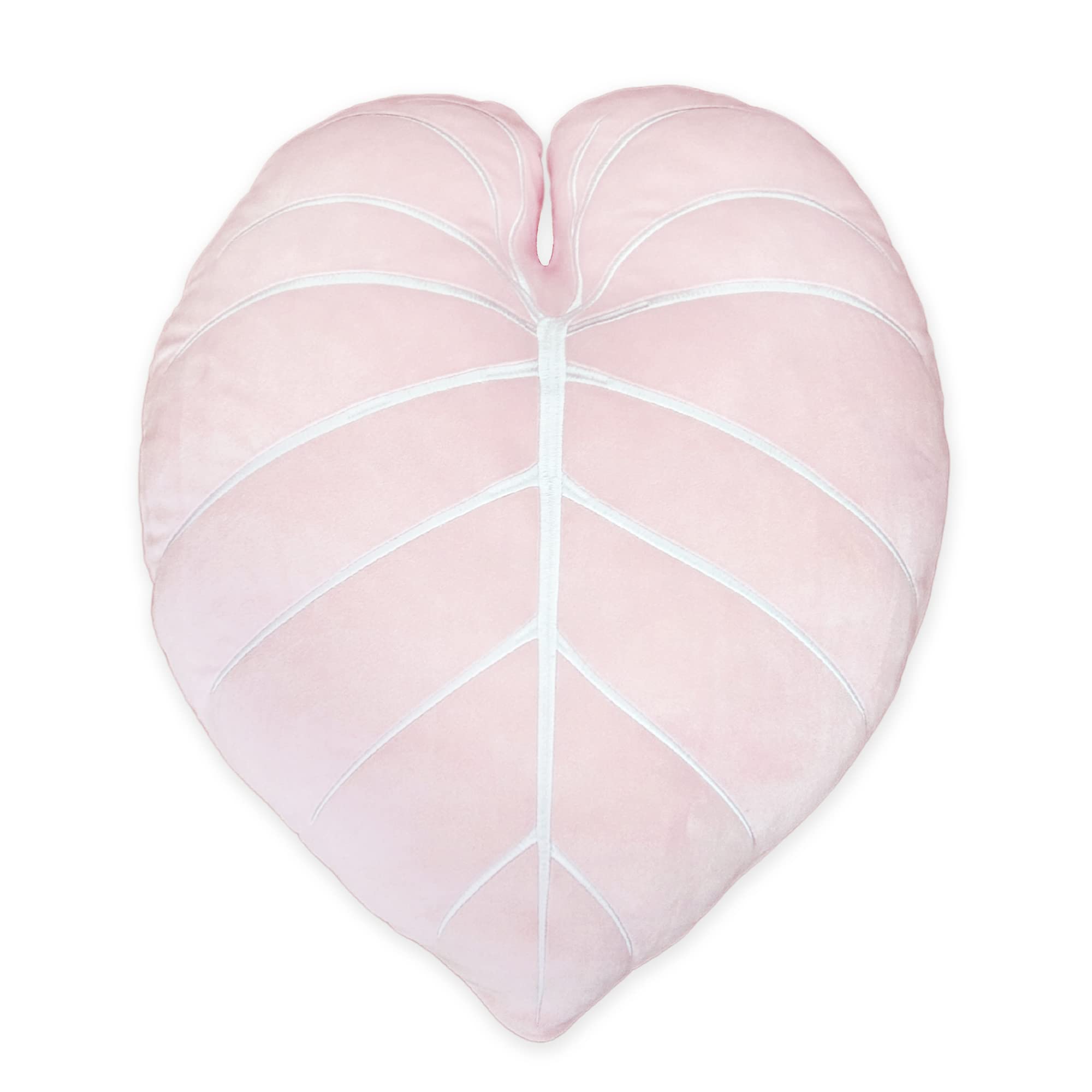 Green Philosophy Co. Philodendron Gloriosum Baby Pink Leaf Shaped Pillow Decorative Plush, Bed, Flower, Cute Throw Pillow Great