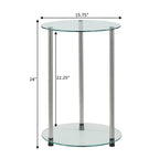 Convenience Concepts Designs2Go Classic Glass 2 Tier Round End Table, 15.75(L) x 15.75(W) x 24.41"(H)
