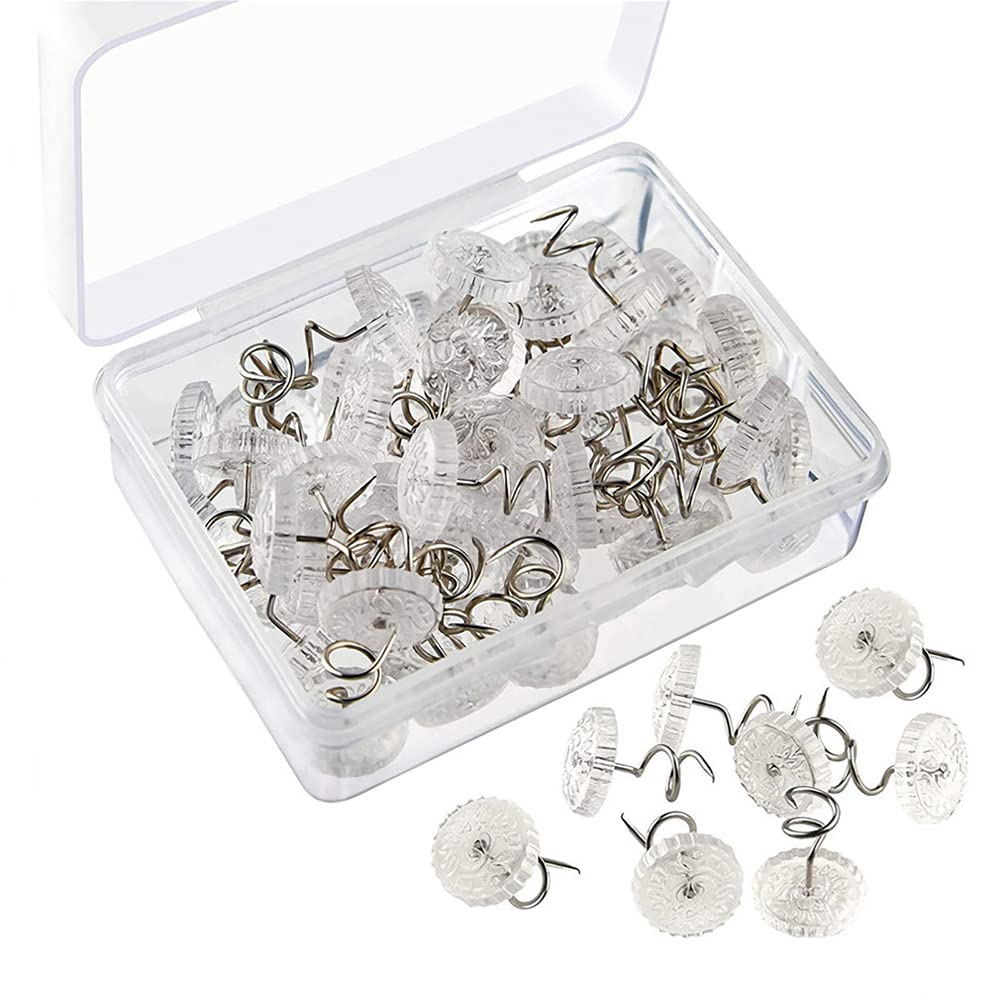 100 Pieces Clear Heads Twist Pins, Clear Heads Upholstery Pins, Upholstery Tacks Headliner Pins, Bed Skirt Pins For Holds Slipco