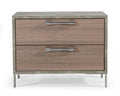 HomeRoots 491580 20 in. Two Drawer Nightstand Brown Oak & Gray
