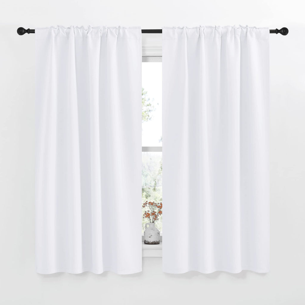 Nicetowm Window Treatment Curtain Panels - (White Color) W42 X L63, 2 Pieces, Semi Blackout Window Treatment Drape Panel For Kids Bedroom
