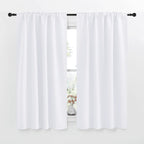 Nicetowm Window Treatment Curtain Panels - (White Color) W42 X L63, 2 Pieces, Semi Blackout Window Treatment Drape Panel For Kids Bedroom