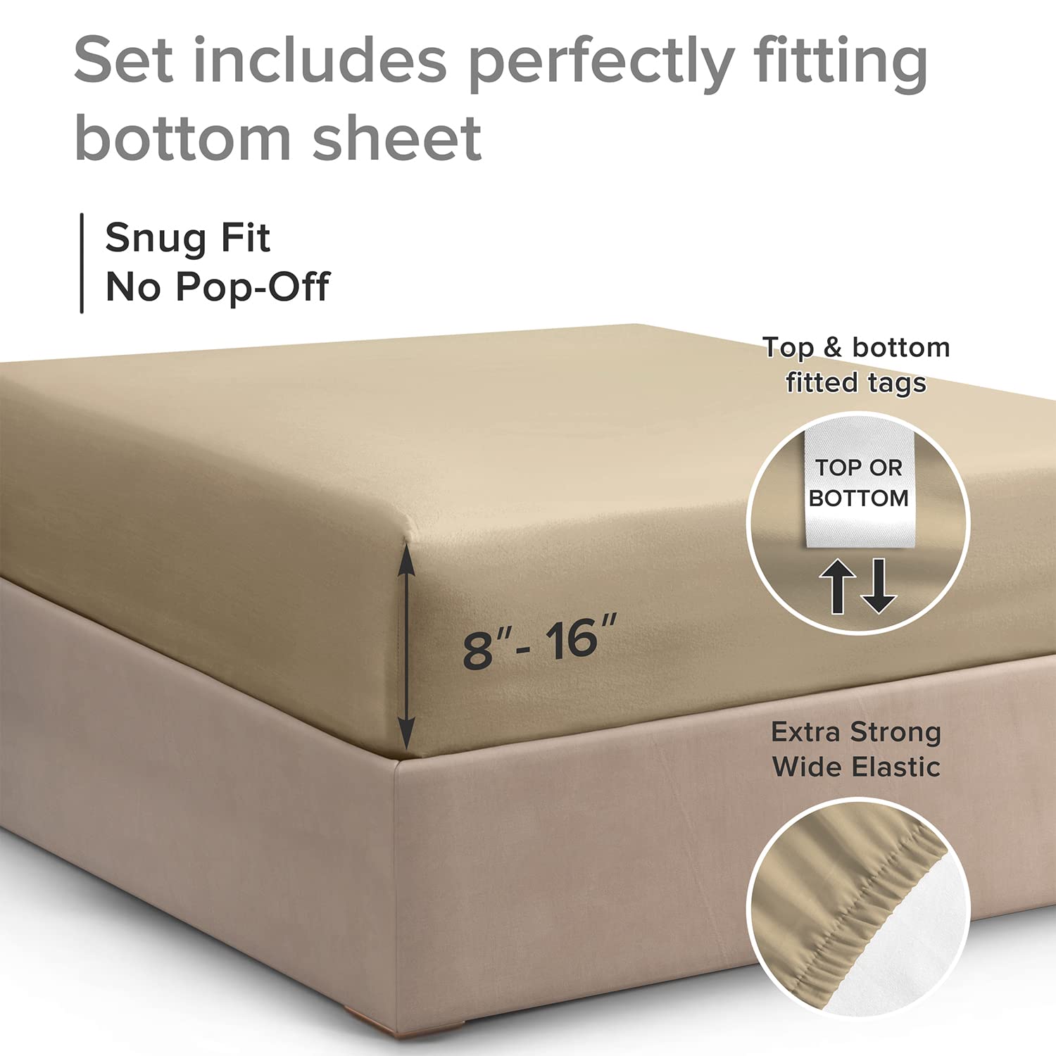 Queen Size Fitted Bed Sheet - Hotel Luxury Single Fitted Sheet Only - Fits Mattress Up To 16 - Extra Soft, Wrinkle Free, Breathable, And Cooling - Bottom Fitted Sheet - Cream Single Fitted Sheet Only